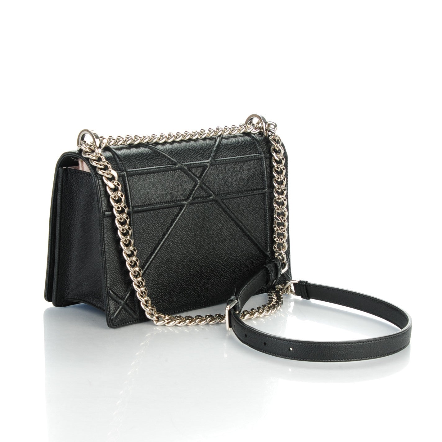 Grained Calfskin Medium Diorama Flap Bag Black