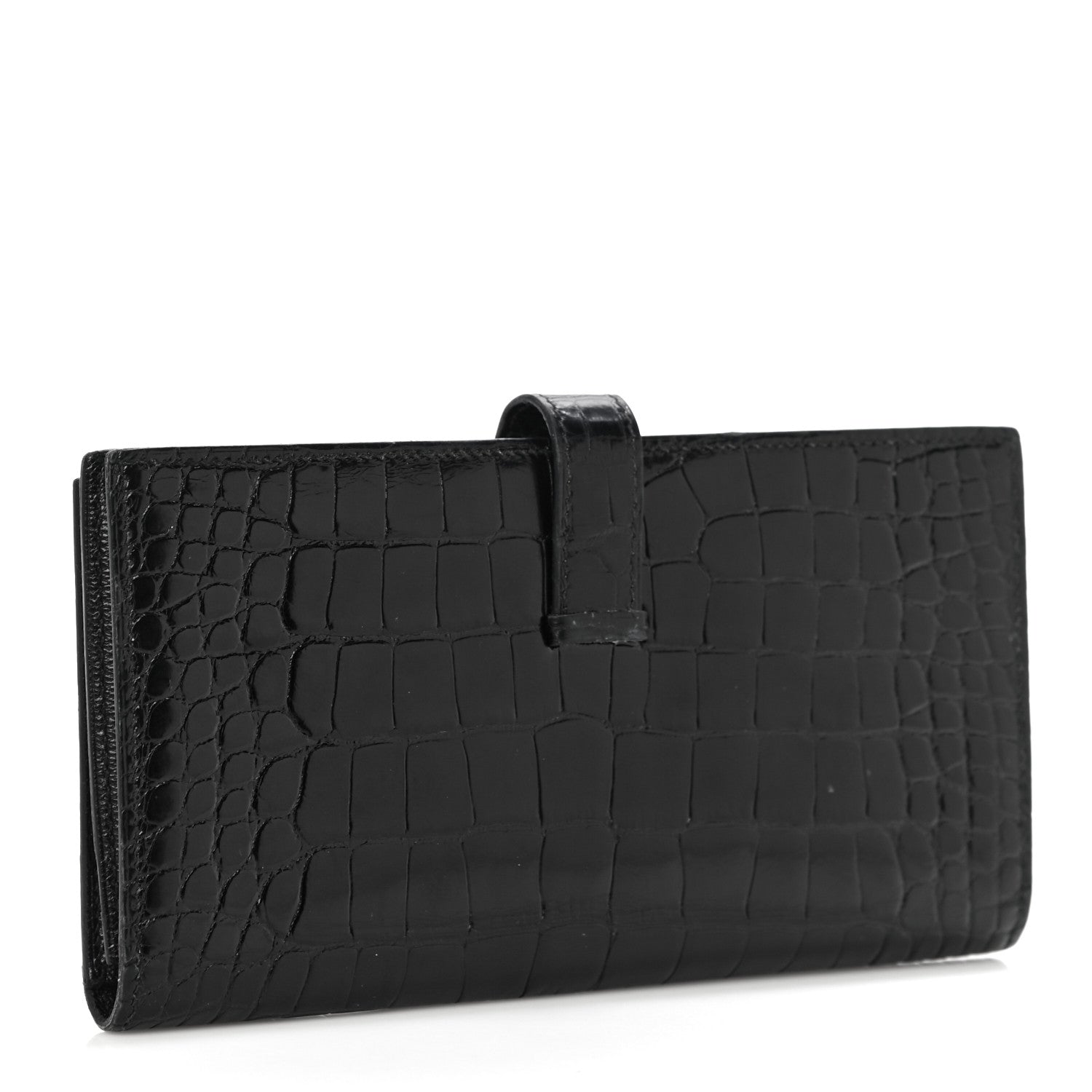 Hermes Shiny Alligator Bearn Wallet Black 3 of 12