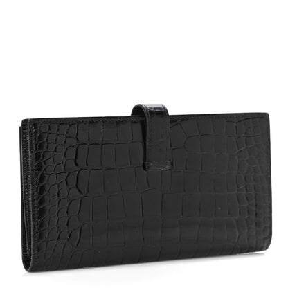Hermes Shiny Alligator Bearn Wallet Black 3 of 12