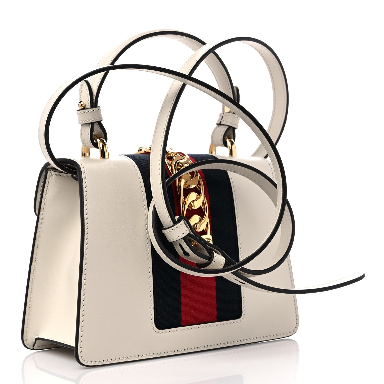 Gucci Calfskin Mini Sylvie Top Handle Bag White 3 of 11