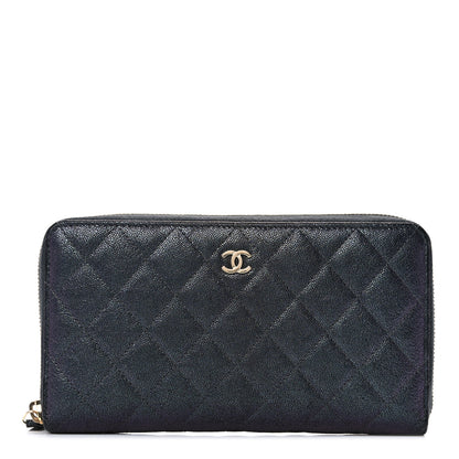 Chanel Iridescent Caviar Quilted Long Zip Around Wallet Black 1 of 13