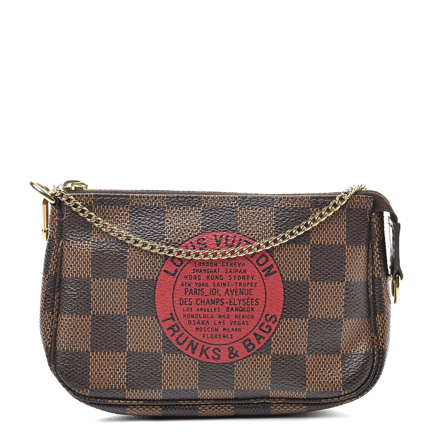 Damier Ebene Complice Trunks and Bags Mini Pochette Accessories Red