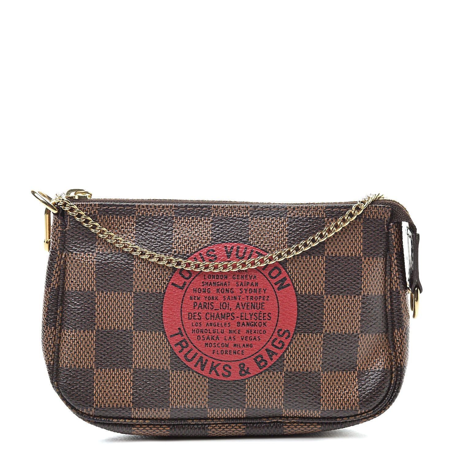 Louis Vuitton Damier Ebene Complice Trunks and Bags Mini Pochette Accessories Red 1 of 7