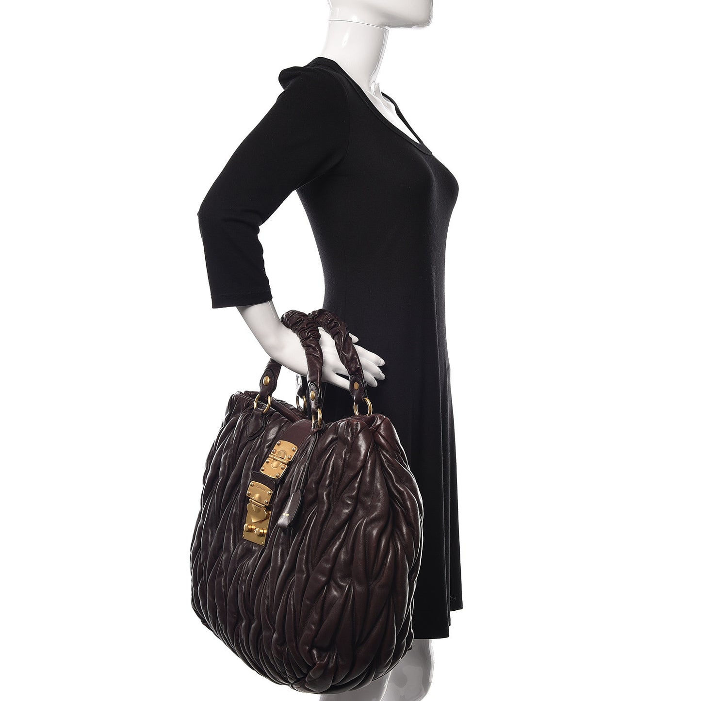 Nappa Matelasse Satchel Brown