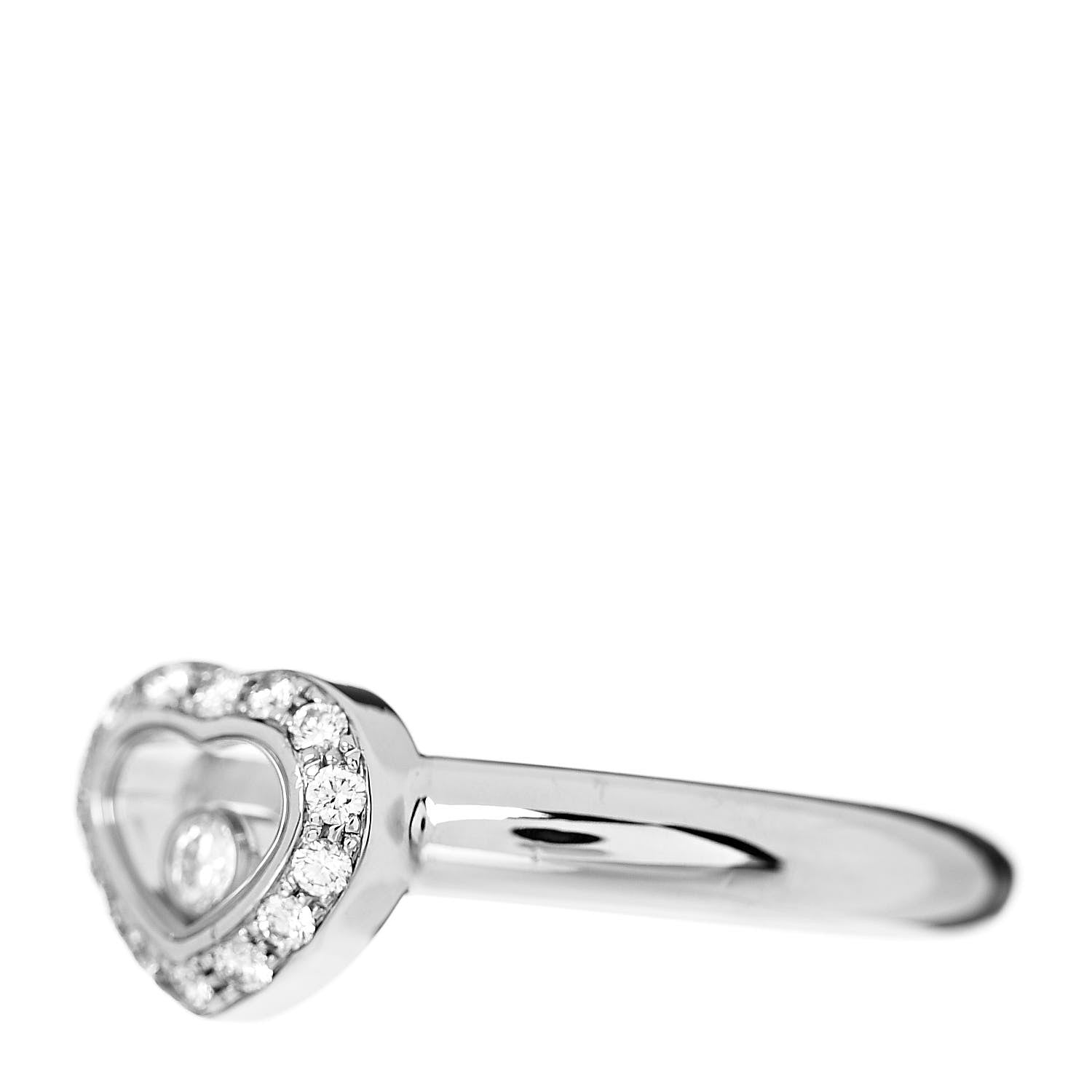 Chopard 18K White Gold Diamond Happy Diamonds Heart Ring 50 5.25 3 of 6