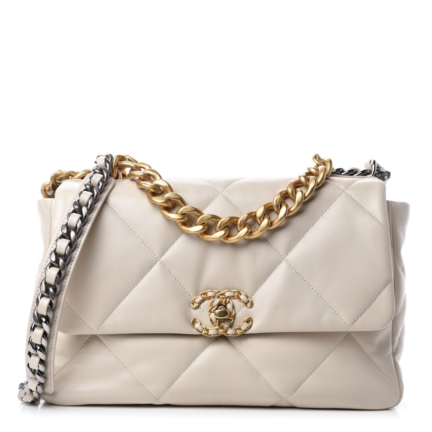 Chanel Lambskin Quilted Large Chanel 19 Flap Light Beige 1 of 11