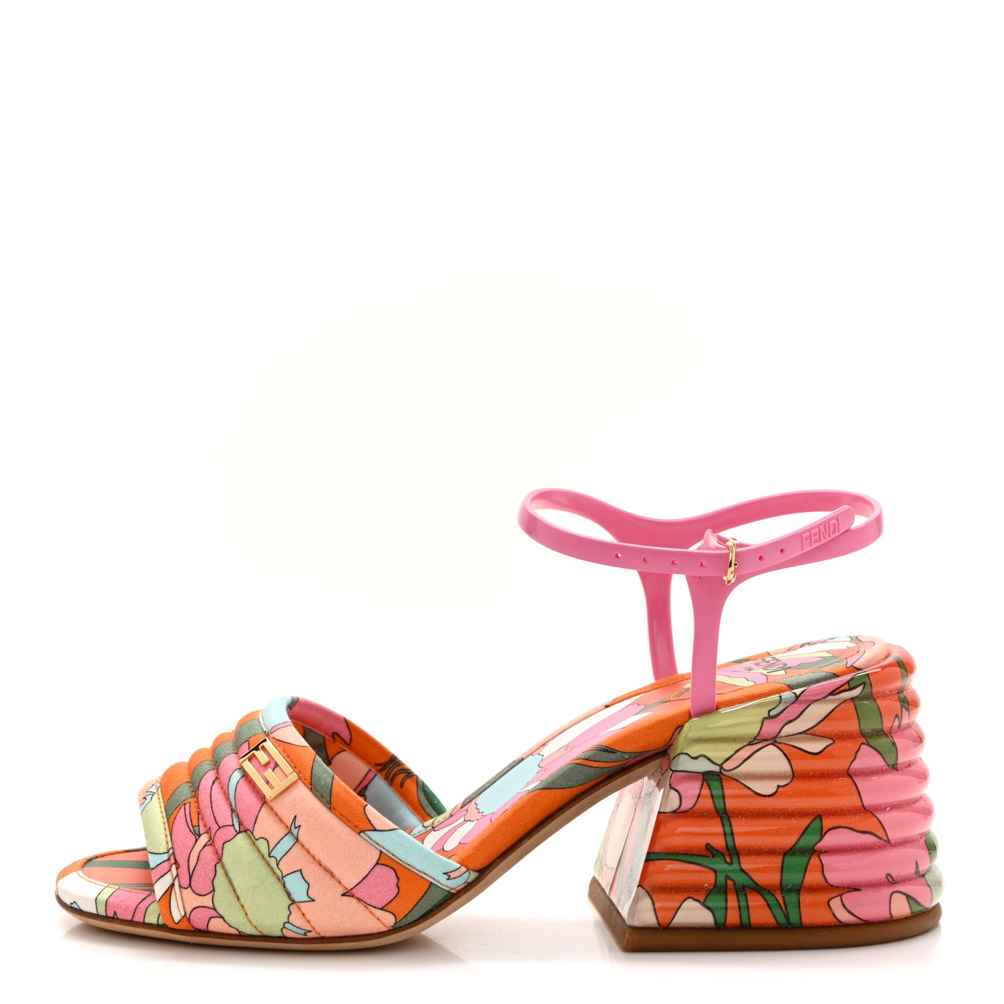 Fabric Calfskin Promenade Slingback Sandals 35 Arancio Multicolor Lipstick