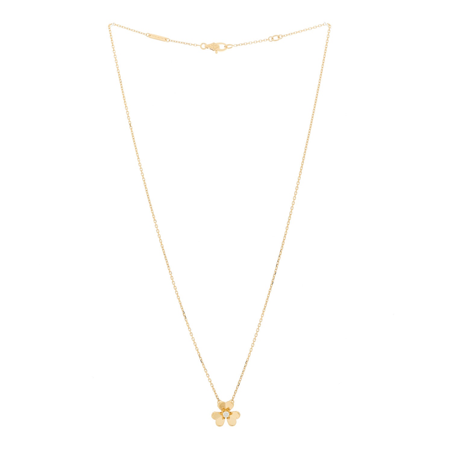 Van Cleef & Arpels 18K Yellow Gold Diamond Mini Frivole Pendant Necklace 3 of 6