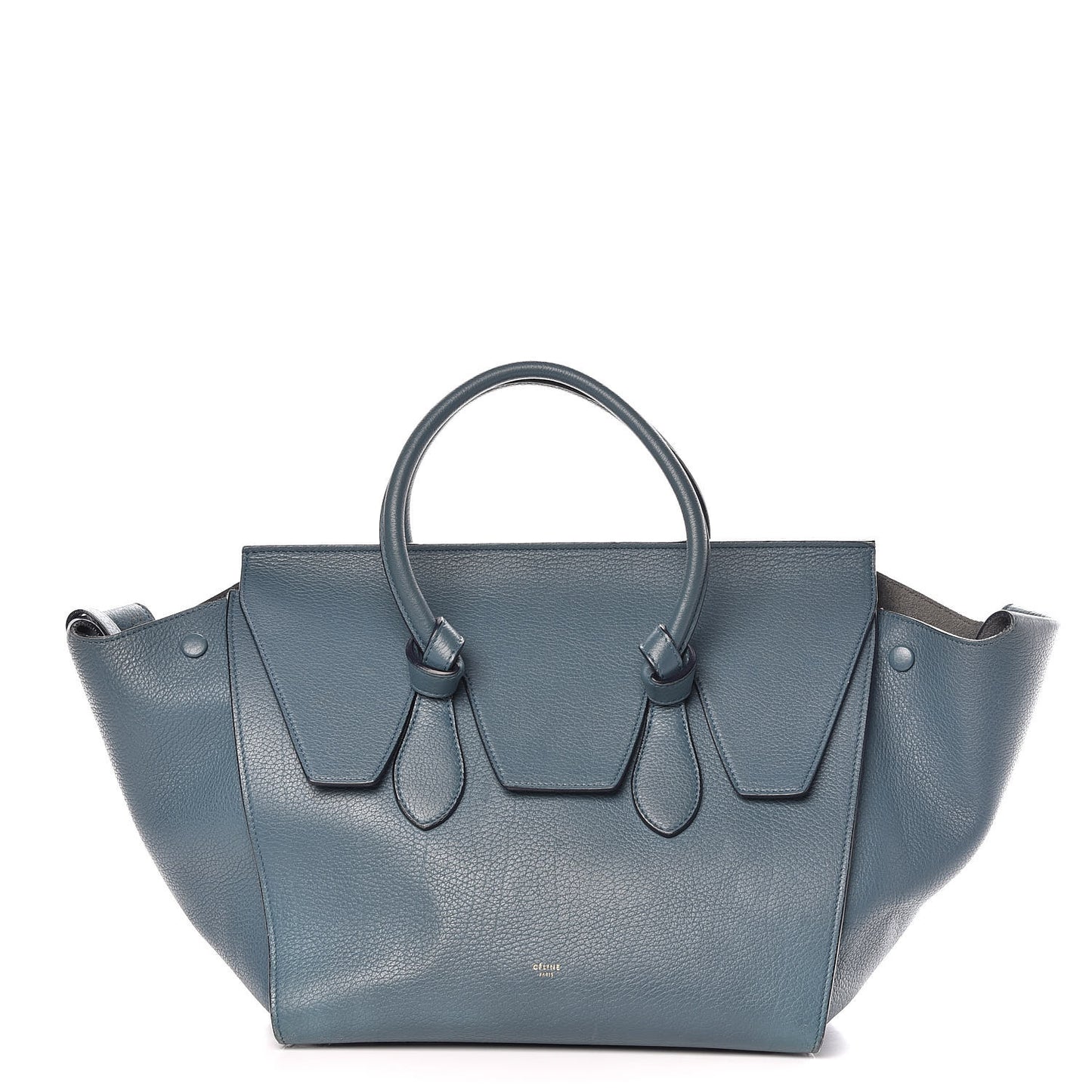 Grained Calfskin Small Tie Knot Tote Denim