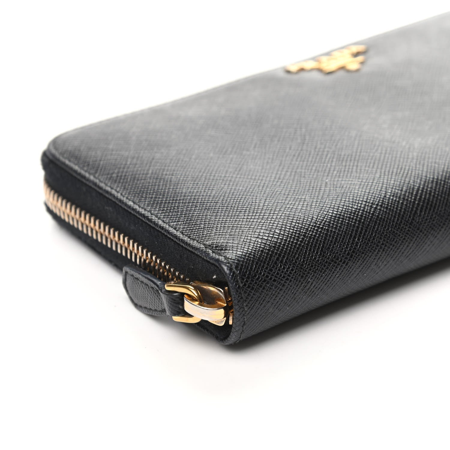 Prada Saffiano Metal Zip Around Wallet Black 7 of 9
