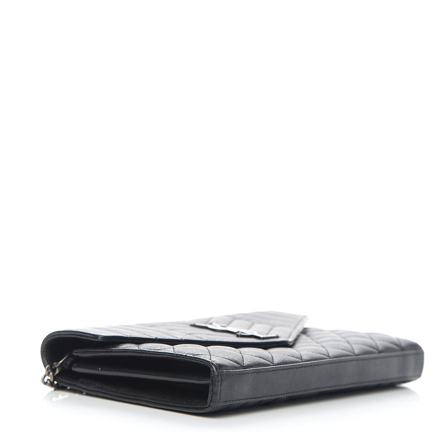Saint Laurent Sheepskin Tri-Quilt Monogram Envelope Chain Wallet Black 3 of 10
