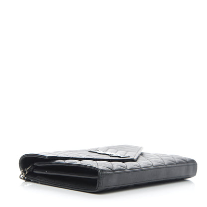 Saint Laurent Sheepskin Tri-Quilt Monogram Envelope Chain Wallet Black 3 of 10