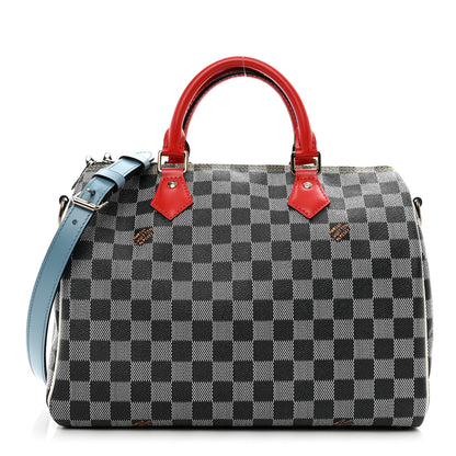Louis Vuitton Damier Speedy Bandouliere 30 Black White 1 of 10