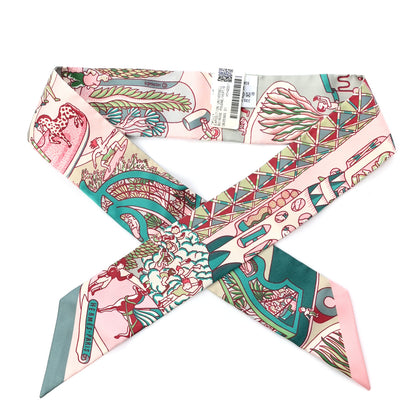 Hermes Silk Exposition Universelle Twilly Rose Poudre Vert 1 of 4