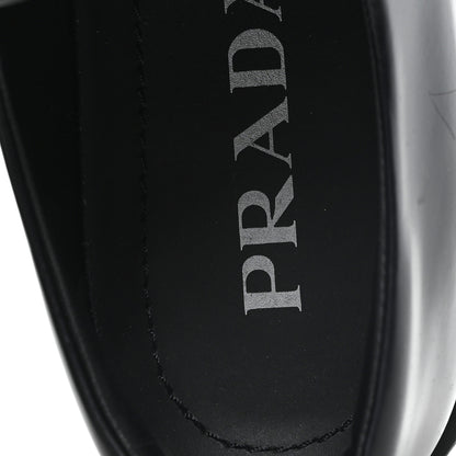 Prada Spazzolato Rois Metal Triangle Logo Monolith 55mm Loafers 36.5 Black 8 of 9