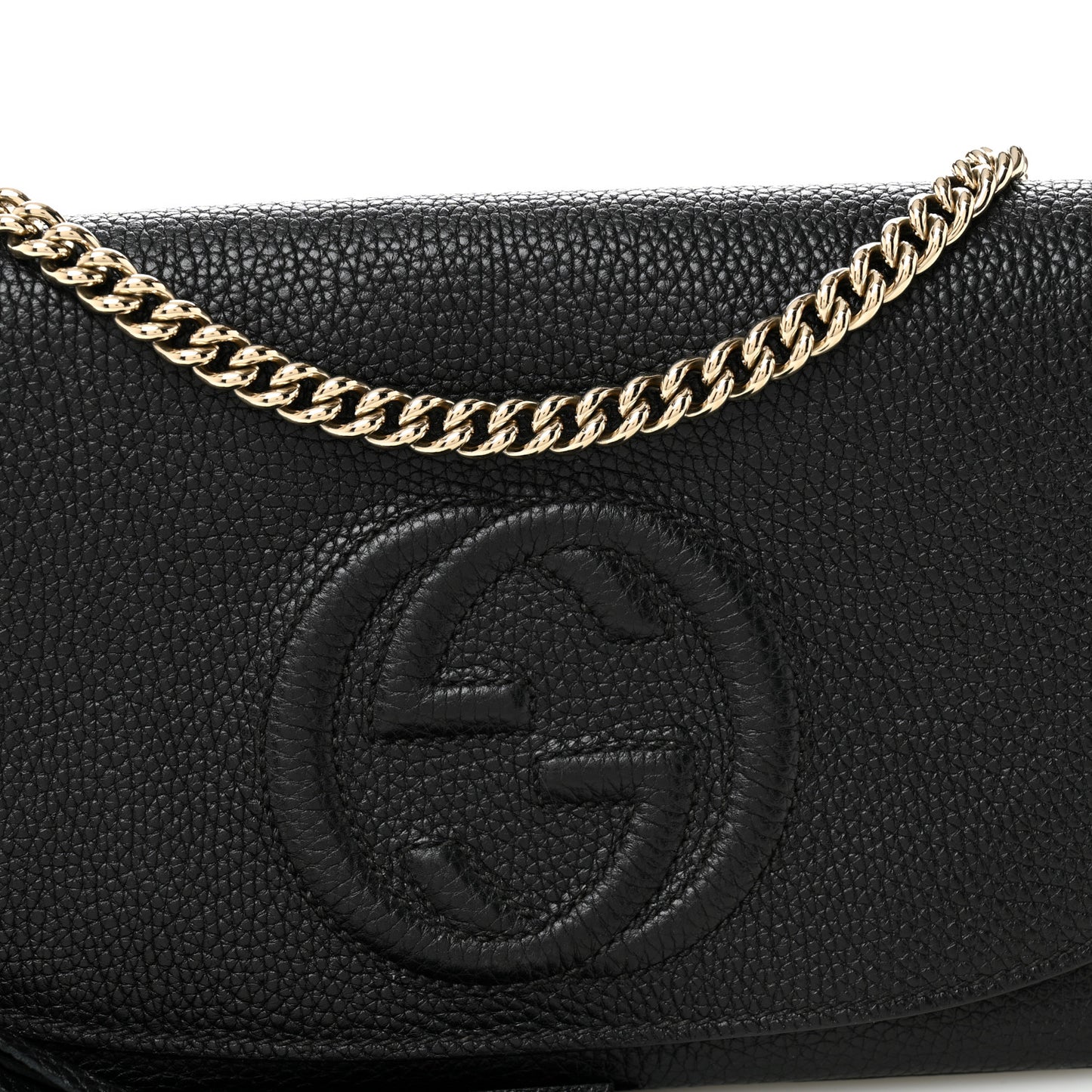 Pebbled Calfskin Medium Soho Flap Crossbody Black