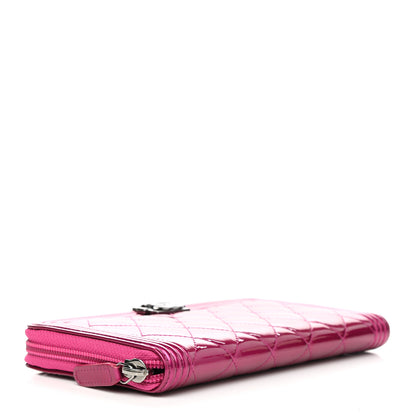 Chanel Metallic Patent Calfskin Quilted Boy L-Gusset Zip Wallet Pink 4 of 10