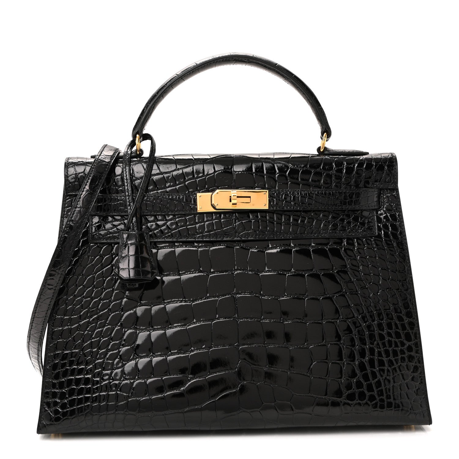 Hermes Shiny Alligator Kelly Sellier 32 Black 3 of 34