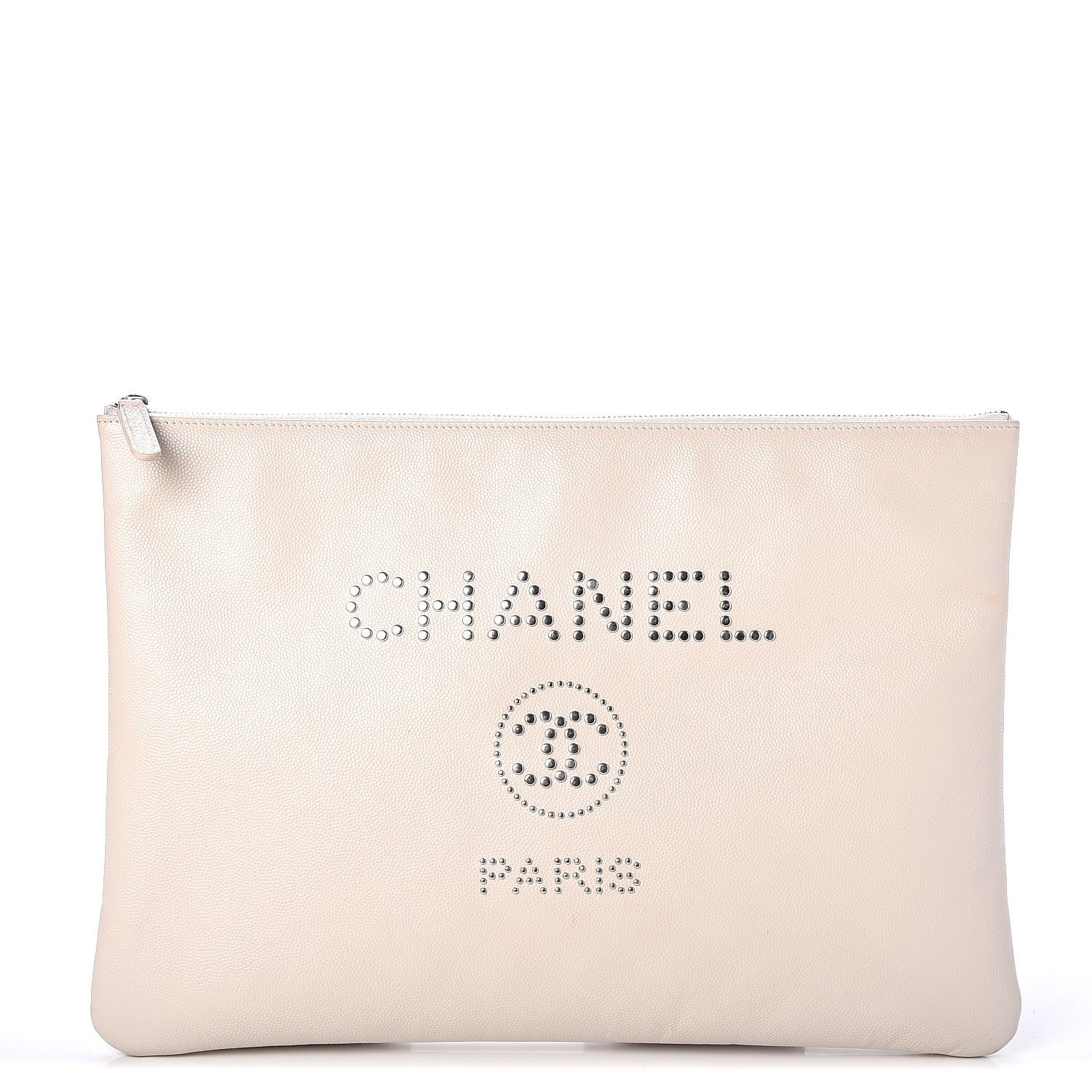 Chanel Caviar Studded Large Deauville Pouch Beige 1 of 7