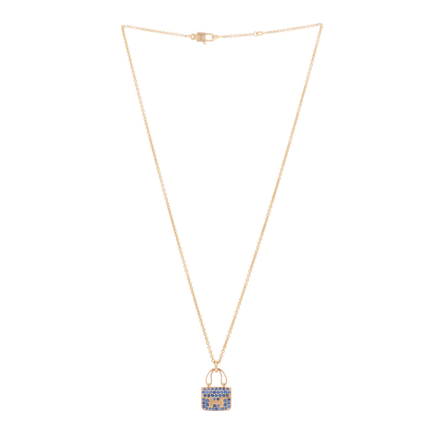 18K Rose Gold Blue Sapphire Constance Amulettes Pendant Necklace