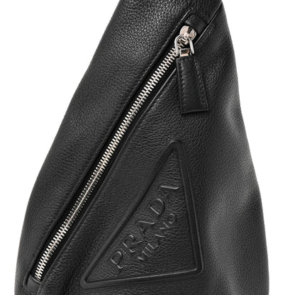 Prada Vitello Daino Logo Embossed Cross Sling Backpack Black 6 of 8