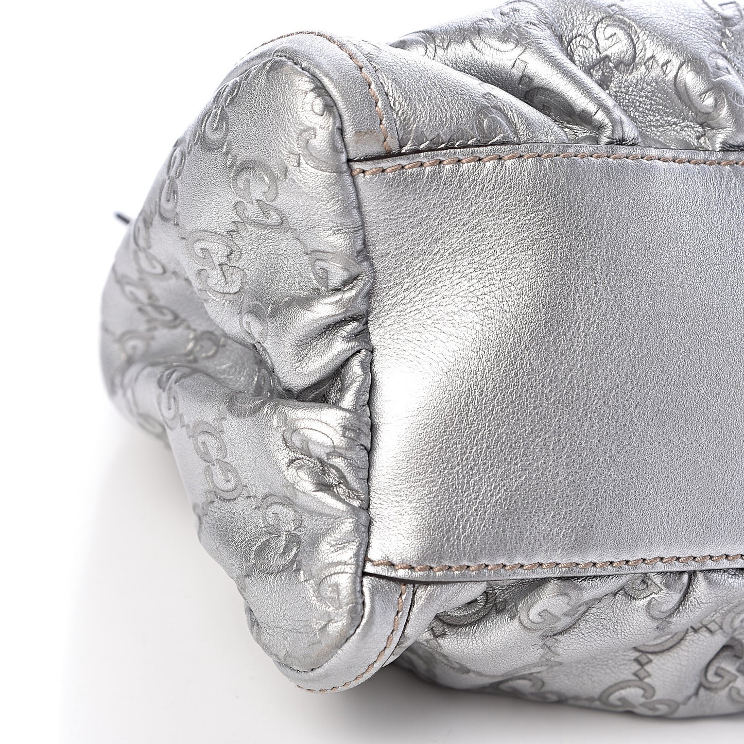 Metallic Guccissima Medium D Gold Hobo Silver