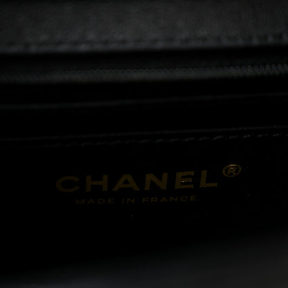Chanel Shiny Calfskin Quilted Top Handle Box Bag Black 6 of 15