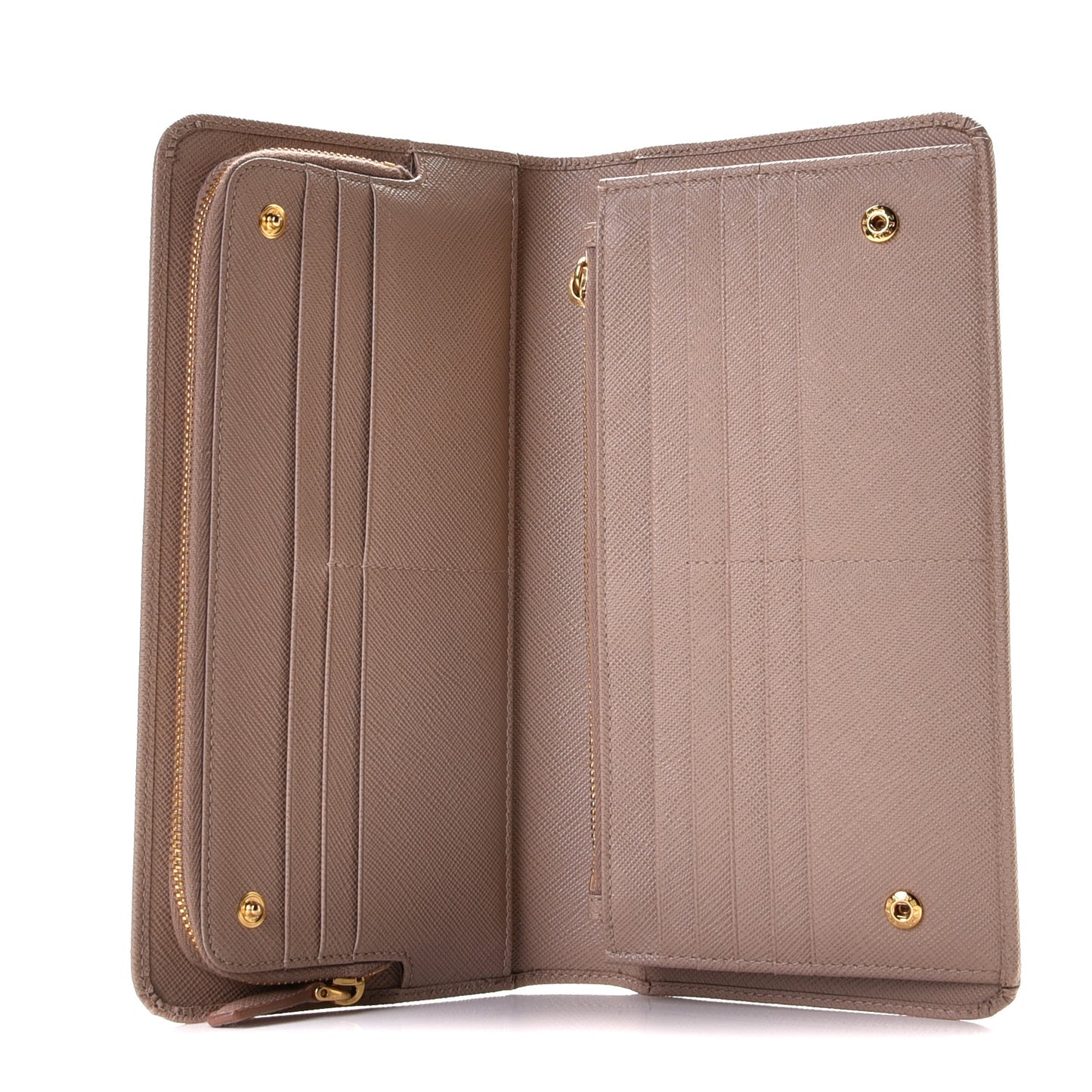 Saffiano Metal Double Snap Travel Wallet Cammeo
