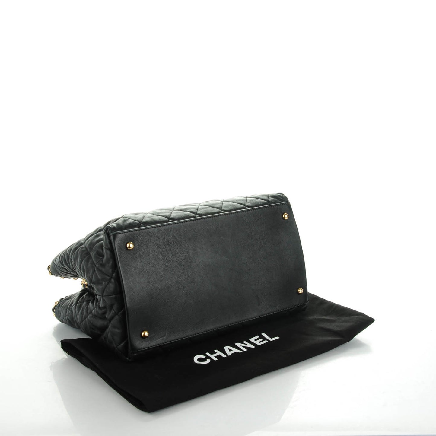 Calfskin Quilted Small Chain Me Tote Black