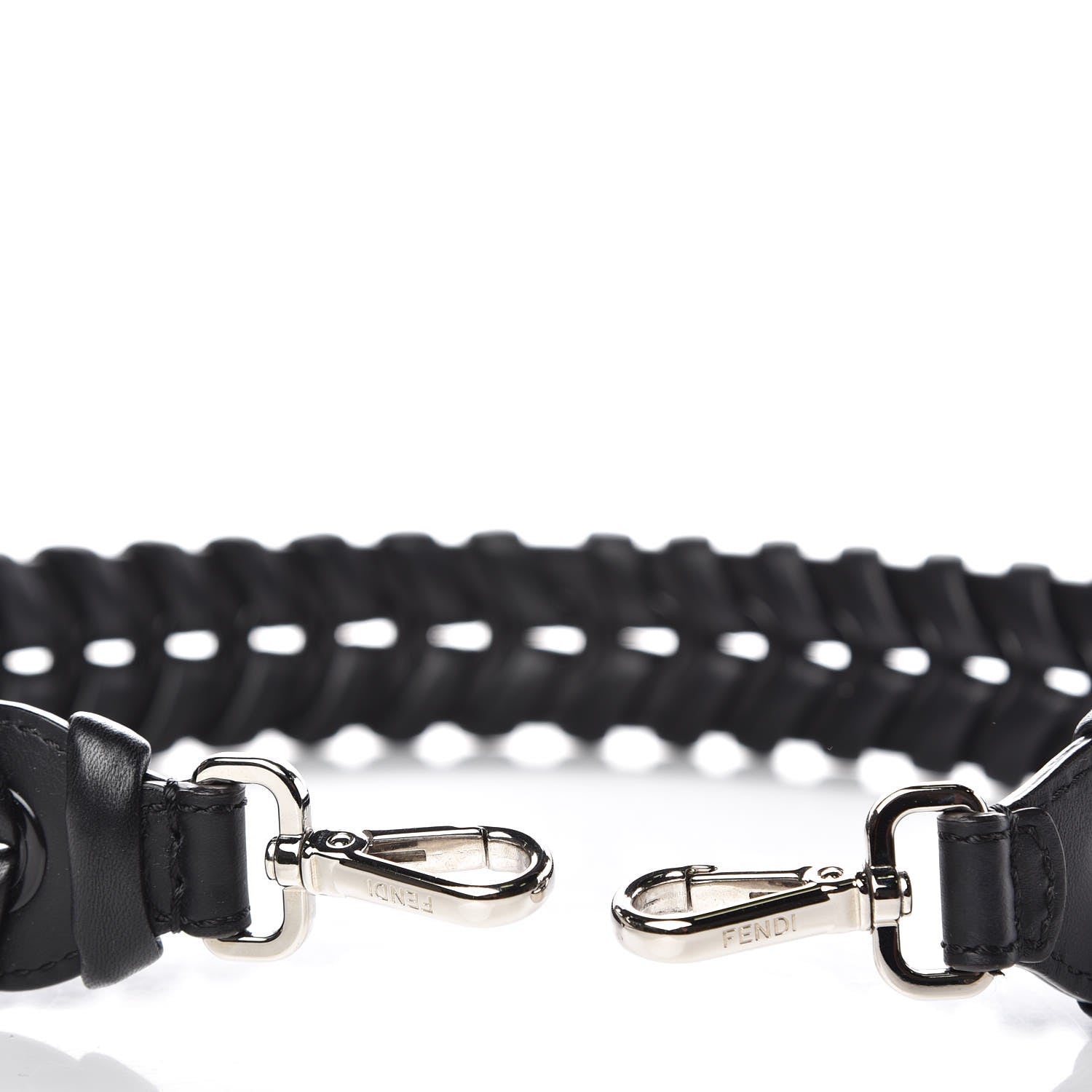 Fendi Vitello Dolce Shiny Nappa Lace Up Strap You Black 3 of 3