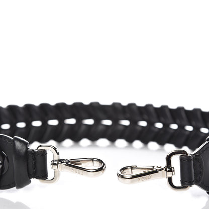 Fendi Vitello Dolce Shiny Nappa Lace Up Strap You Black 3 of 3