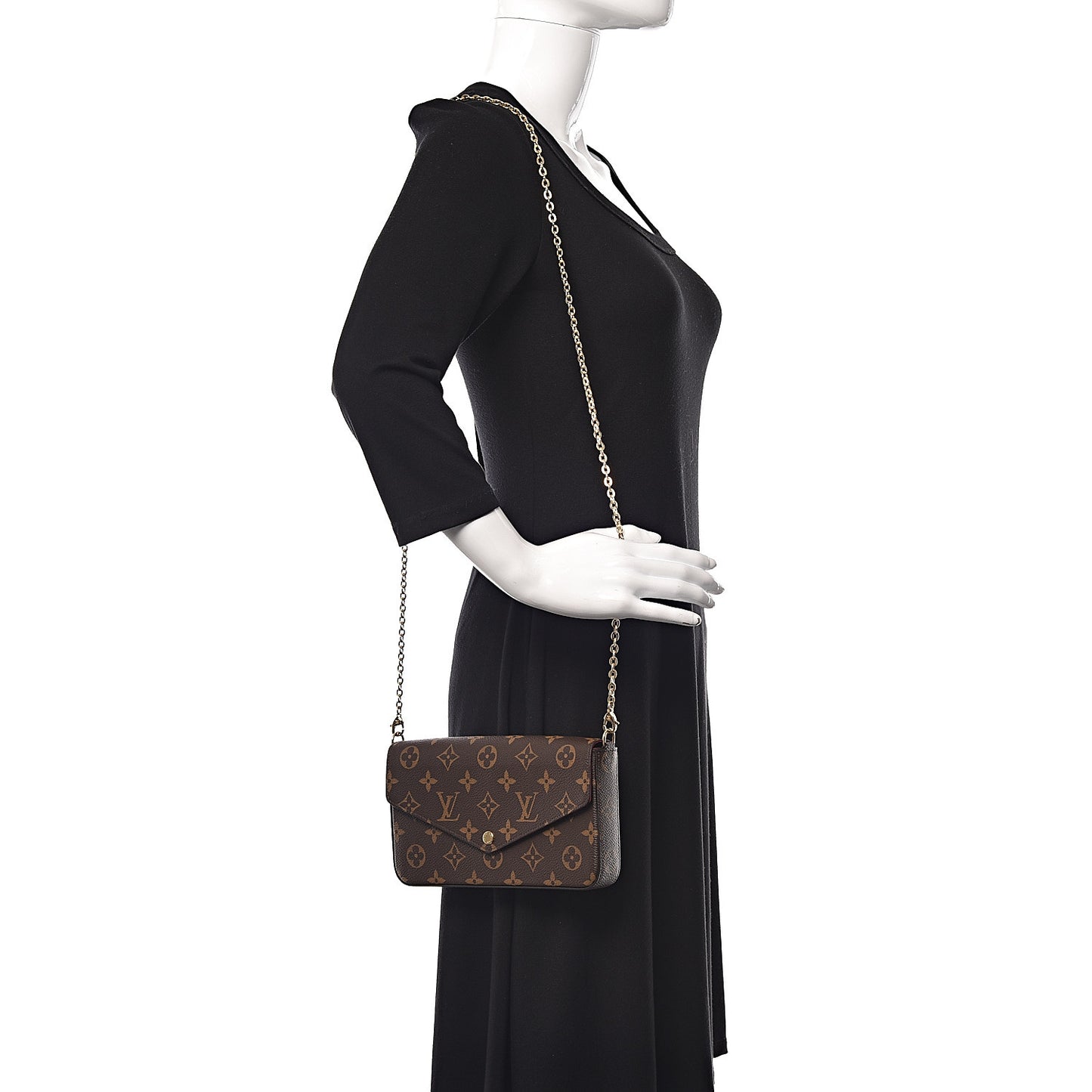 Monogram Pochette Felicie Chain Wallet Fuchsia