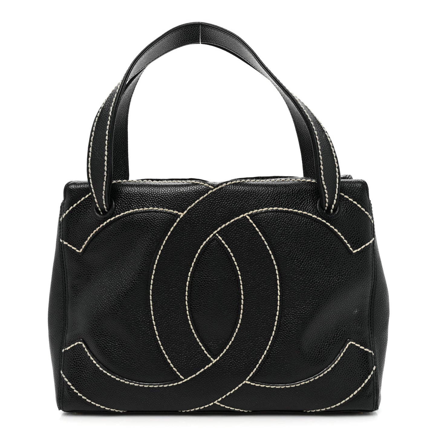 Caviar CC Stitched Small Tote Black