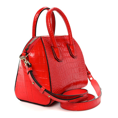 Givenchy Calfskin Crocodile Embossed Mini Antigona Red 3 of 10