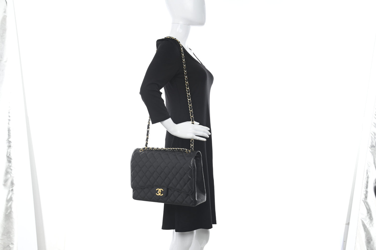 Chanel Caviar Quilted Maxi Double Flap Black 2 of 10