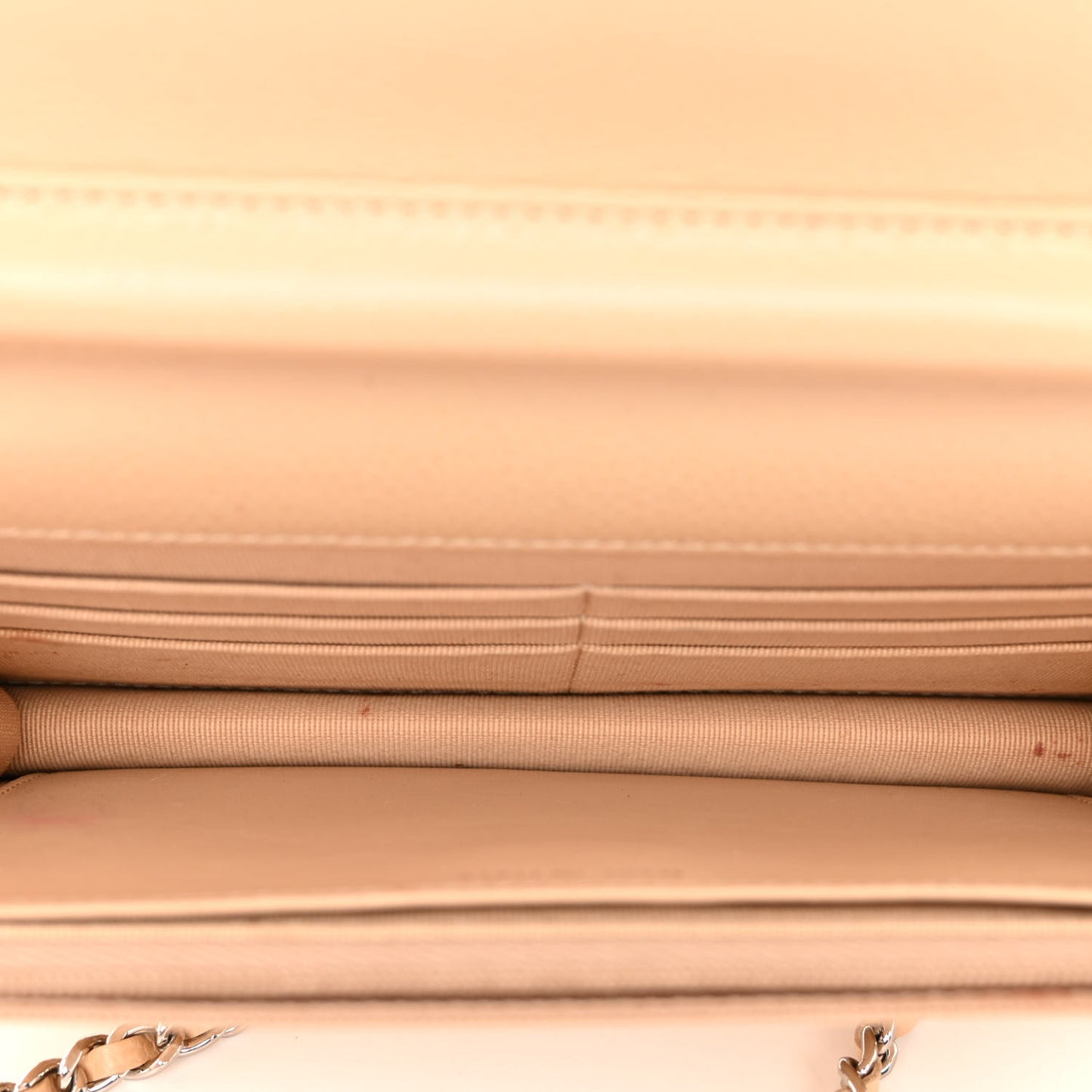 Caviar Quilted Wallet On Chain WOC Beige