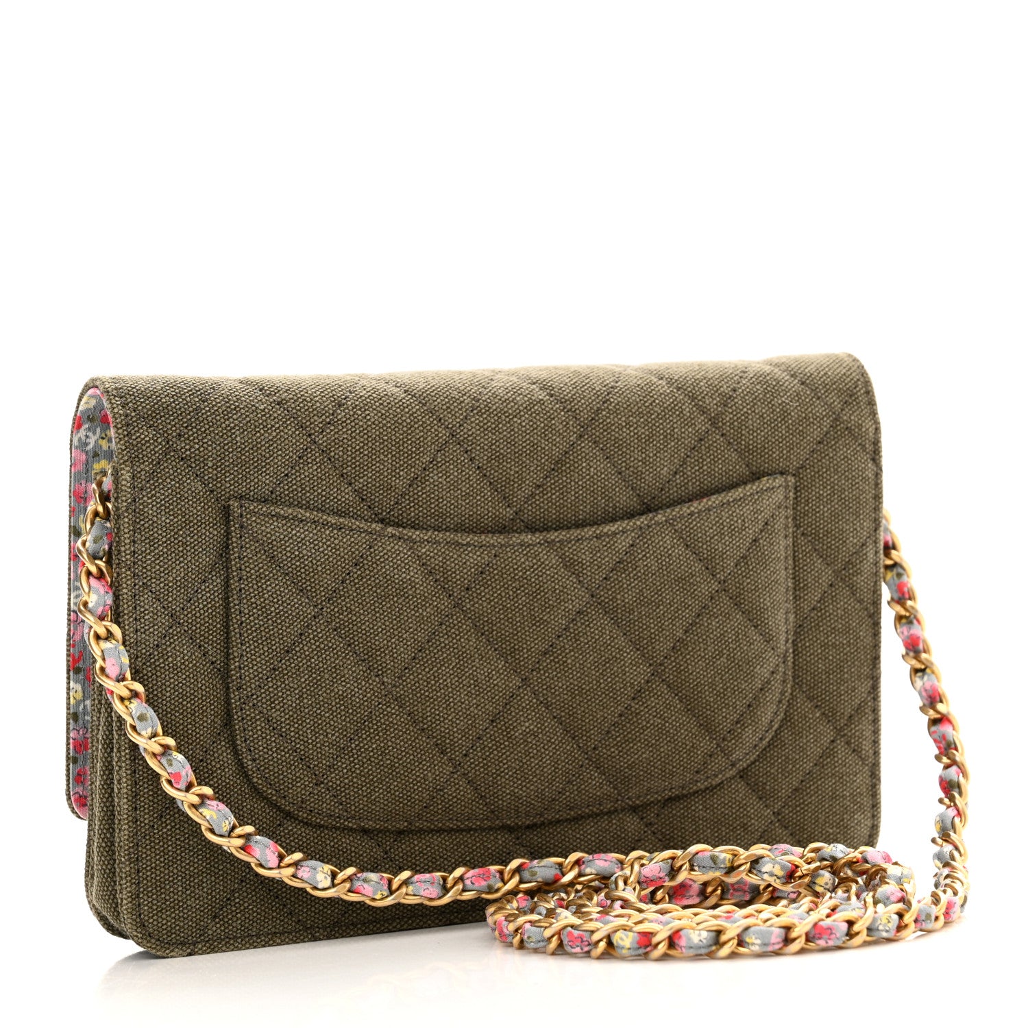 Chanel Canvas Quilted Coco Cuba Charms Wallet On Chain WOC Khaki 3 of 11