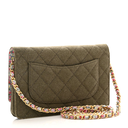 Chanel Canvas Quilted Coco Cuba Charms Wallet On Chain WOC Khaki 3 of 11