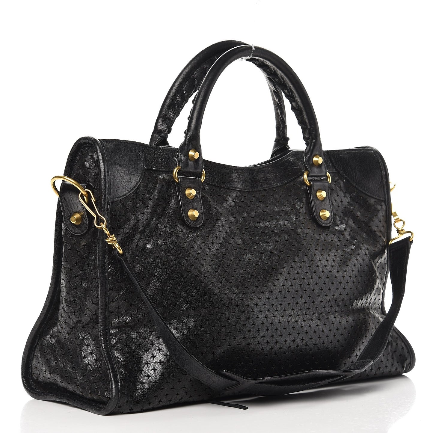 Agneau Laser Cut Cross Classic Gold Hardware City Black