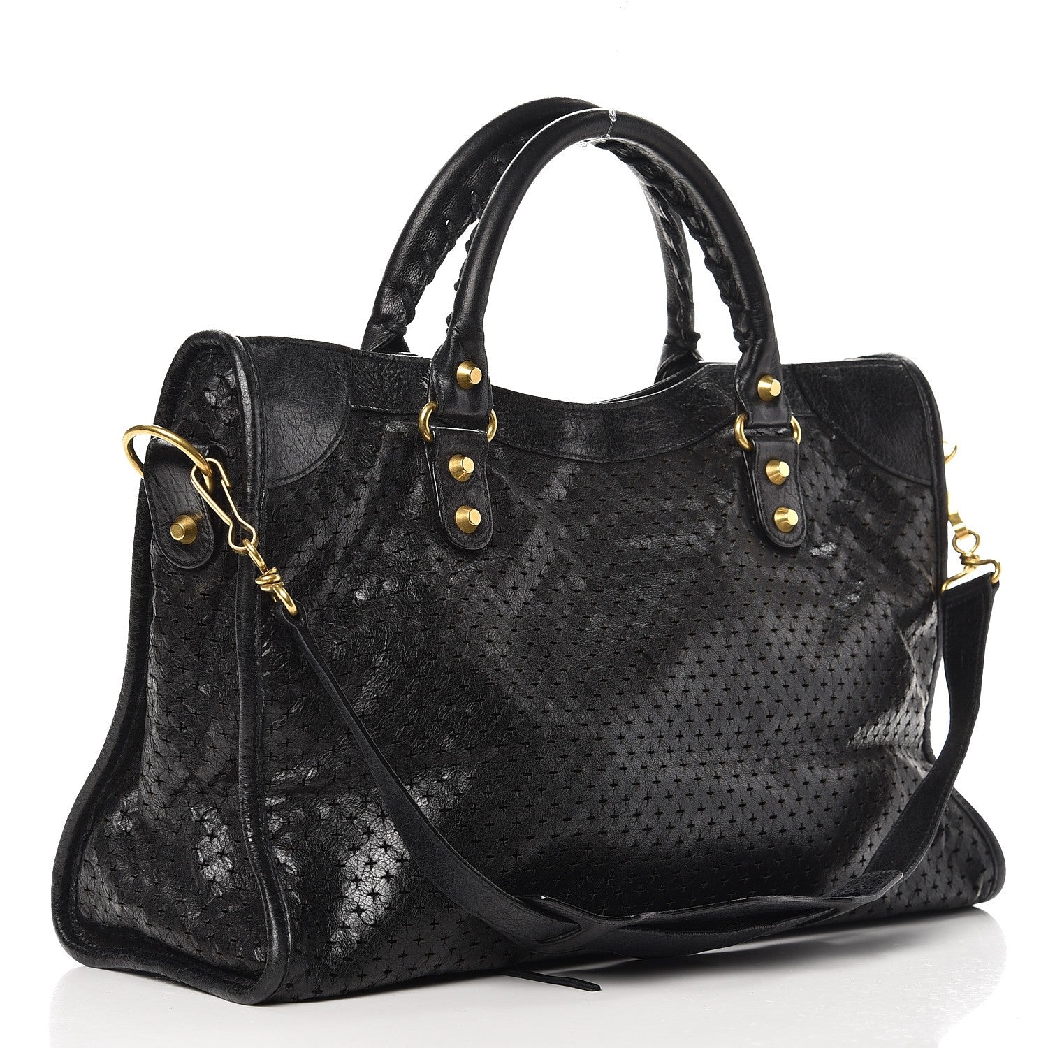 Balenciaga Agneau Laser Cut Cross Classic Gold Hardware City Black 3 of 7