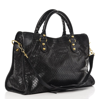 Balenciaga Agneau Laser Cut Cross Classic Gold Hardware City Black 3 of 7