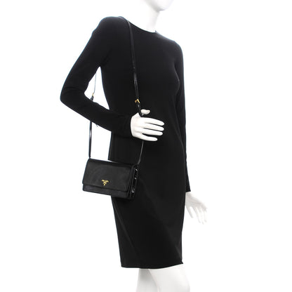 Prada Saffiano Vernice Mini Crossbody Wallet Black 2 of 8