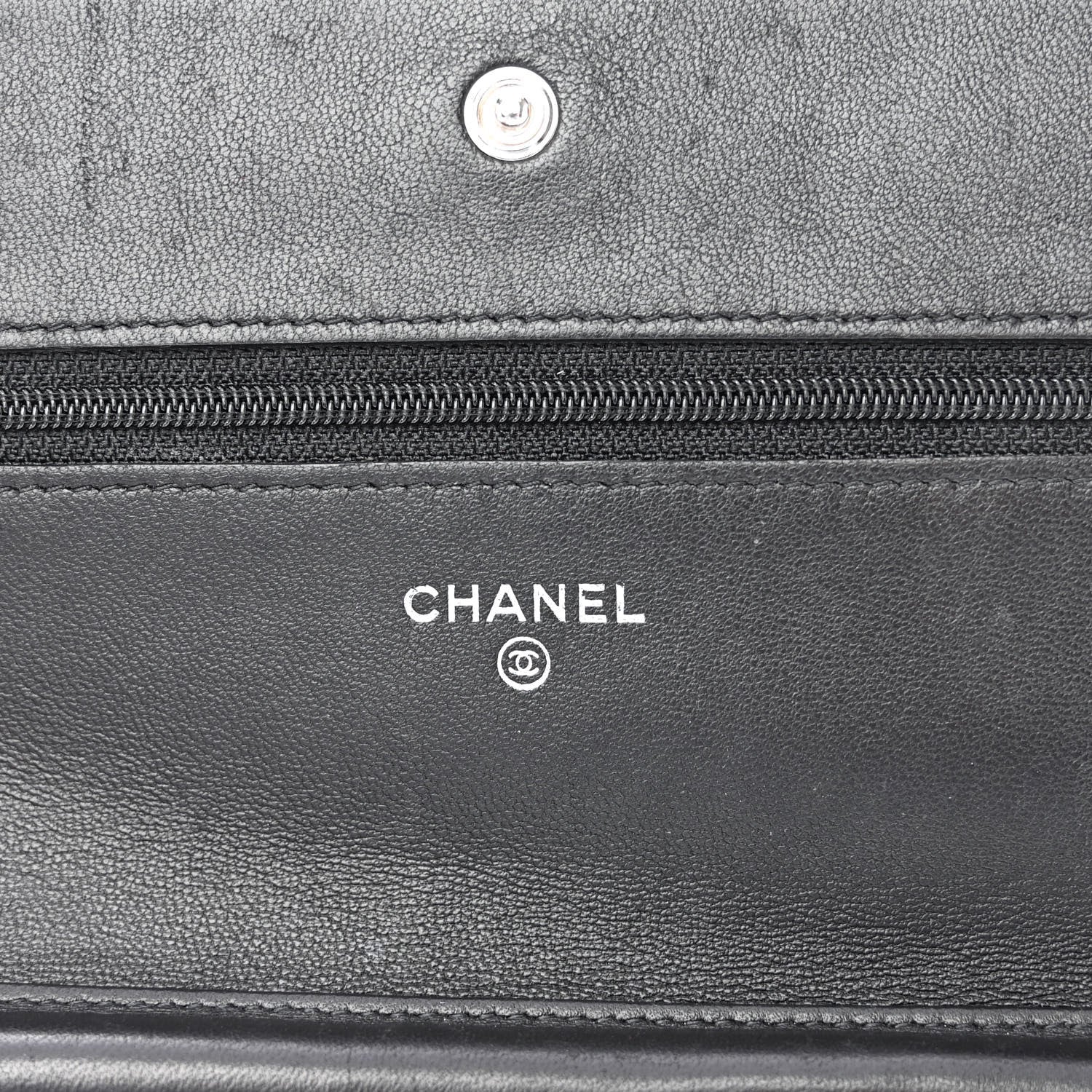 Chanel Lambskin Camellia Embossed Wallet on Chain WOC Black 6 of 12
