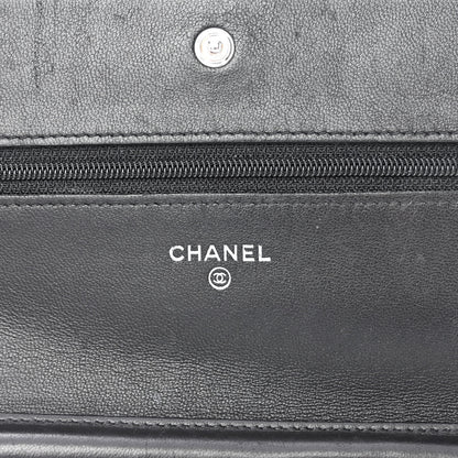 Chanel Lambskin Camellia Embossed Wallet on Chain WOC Black 6 of 12