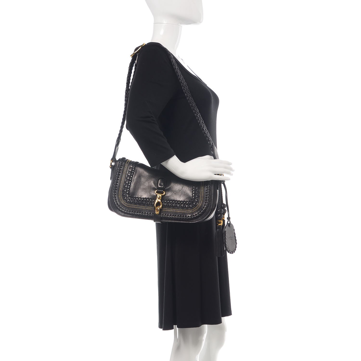 Gucci Calfskin Handmade Medium Flap Shoulder Bag Black 3 of 26