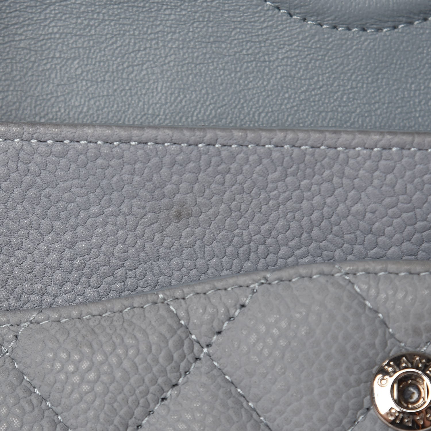 Chanel Iridescent Caviar Quilted Medium Double Flap Light Grey 10 of 11