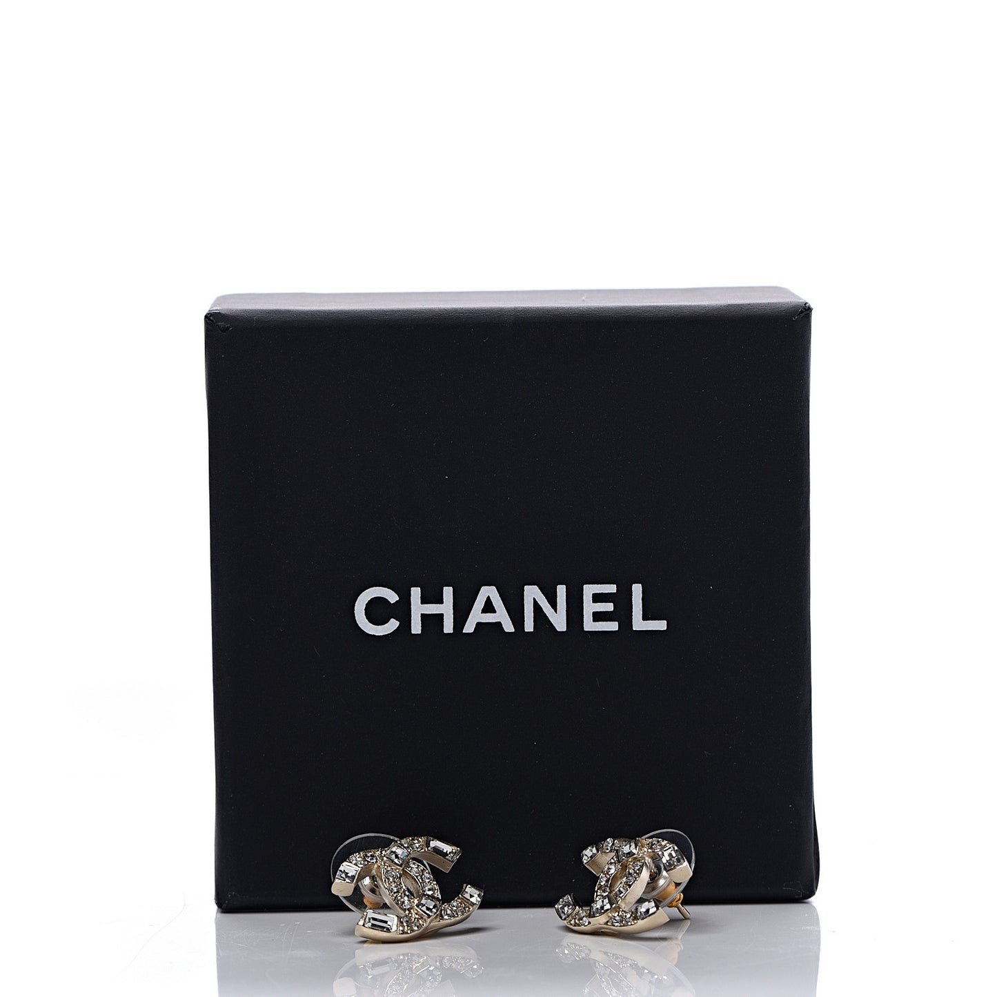 Crystal Baguette CC Earrings Gold