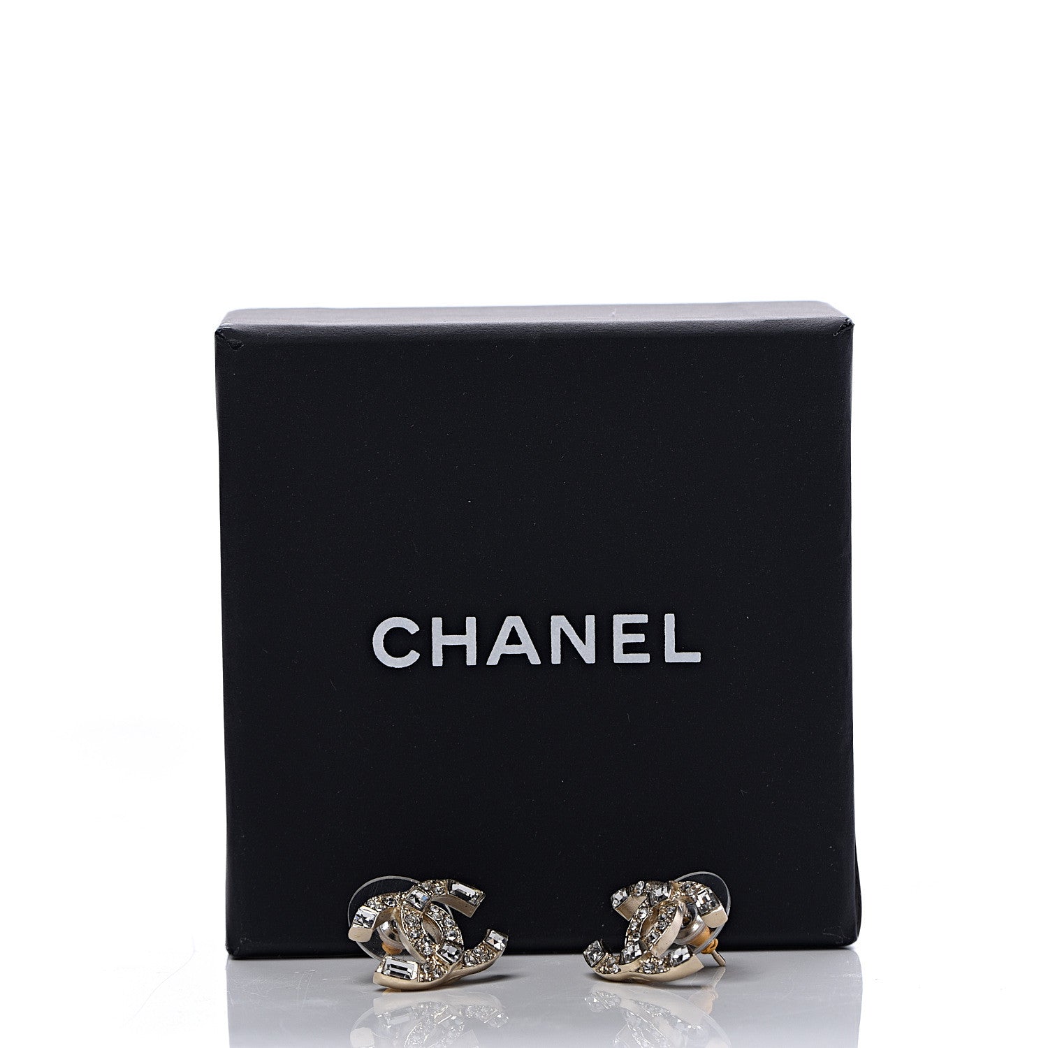 Chanel Crystal Baguette CC Earrings Gold 5 of 5