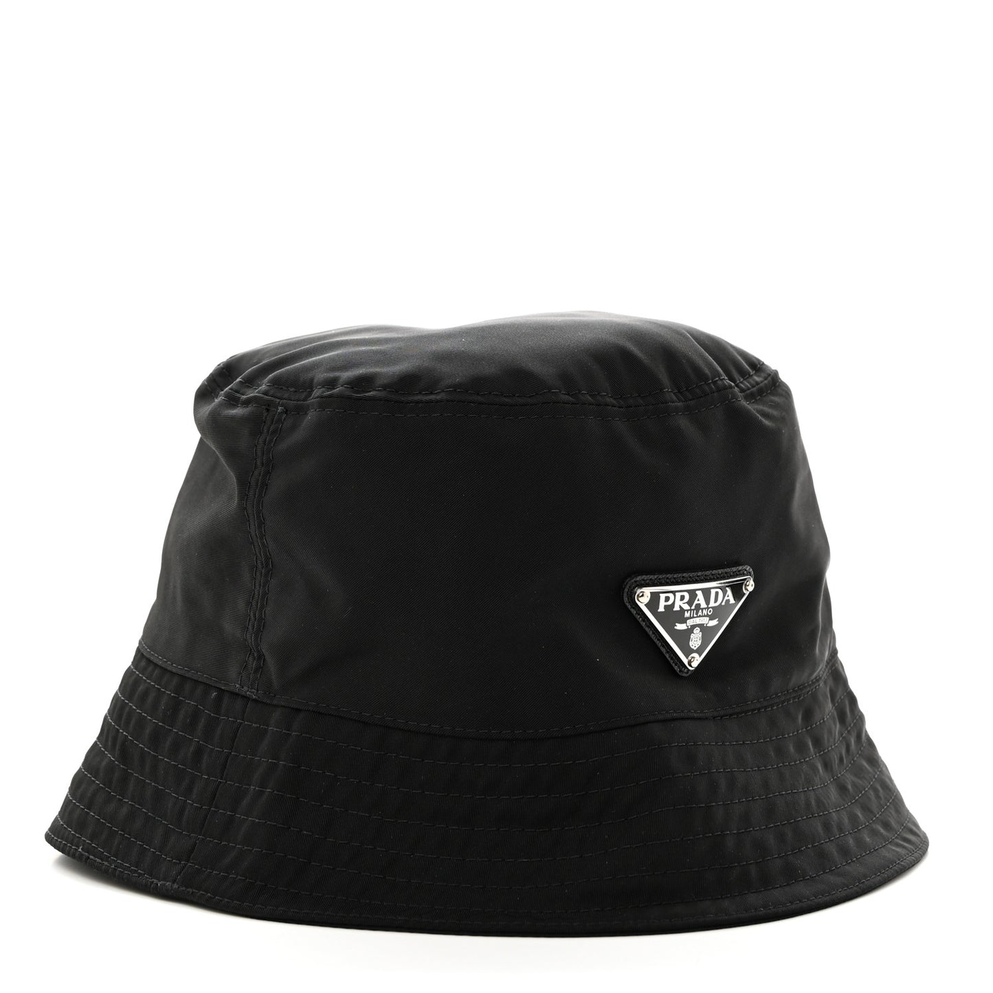 Re-Nylon Metal Triangle Logo Womens Bucket Hat M Black