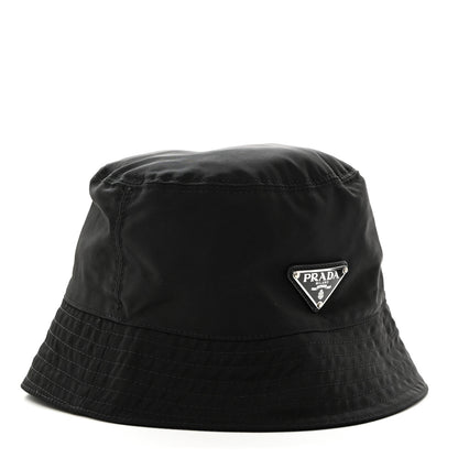 Prada Re-Nylon Metal Triangle Logo Womens Bucket Hat M Black 1 of 8